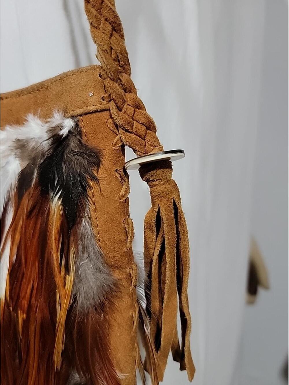 HANDMADE Tribal PEASANT FEATHER BOHO SHOULDER BAG - Picture 3 of 12